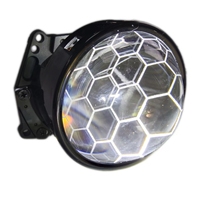 Kit d'assemblage pour voiture : Mini projecteur bi-LED 3 pouces avec lentille LED Angel Eyes et grille en nid d'abeille pour Hella 5, compatible H1 H4 H7, en verre de type Football