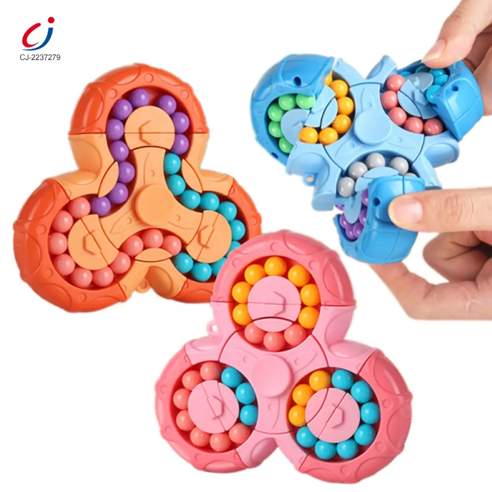 Handheld fingertip game 3 in 1 double flip spinner puzzle magic bean cube speed spin triangle magical bean stress relief toy