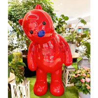 Fabrieks prijs op maat gemaakte cartoon dierenbeelden binnen en buiten, glasvezel rode beren sculpturen voor winkelcentra, hars ambachten