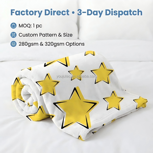 Coperta in Morbida Flanella con Motivo a Stelle Gialle Senza Cuciture 50x60 Pollici con Tenda e Copriletto Abbinati, Confezionata Sottovuoto, Decorazione Luminosa per la Casa - Product Image 3