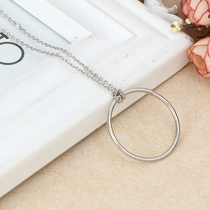 Tomorrow <b>Circle</b> Necklace Silver <b>Ring</b> Chain Pendant Fashion Jewelry For Women Gift - Product Image 2