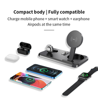 15W 3-en-1 portátil plegable cargador inalámbrico soporte de teléfono con micrófono para celular Iphone Iwatch para Airpods
