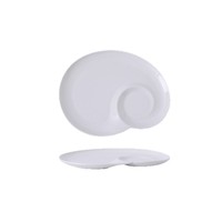 Assiette en céramique spirale nuageuse, blanche, à 2 compartiments, pour restaurant, hôtel, restauration fine, vente en gros
