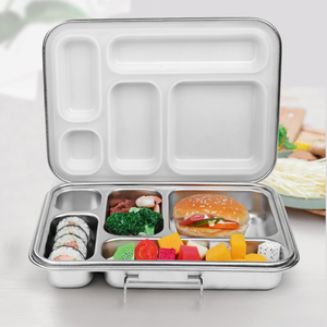 2022 Aohea 2 5 Compart Stainless Steel Metal Tiffin Student Lunch Box Outdoor Picnic Storage Box Japanese Bento Box