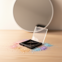 Palette de fards à paupières portable en plastique ABS à 4 compartiments, étui vide avec couvercle transparent et logo personnalisé, vente en gros OEM, faible MOQ