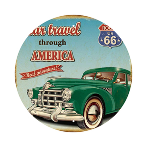 Plaque d'immatriculation ronde vintage personnalisée en métal – Panneau en étain imprimé UV avec logo de voiture – Fabricant, vente en gros, commande en gros – Décoration pour club automobile/garage - Product Image 4