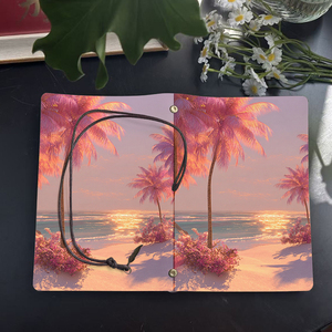 A6 Cuaderno hecho a mano Cálido regalo de Halloween para vecinos Adecuado para la planificación de fiestas y notas divertidas con palmeras Playa Mar S - Product Image 4