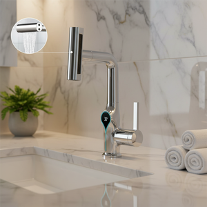 Robinet mélangeur moderne chromé NES-CI47, best-seller, rotatif à 360°, avec affichage numérique LED de la température, pour lavabo de salle de bain - Product Image 2