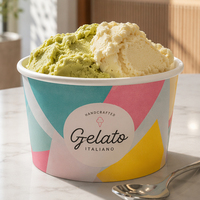Vaso de Papel Redondo con Patrón en Relieve para Helado, Superficie Táctil, Envase para Gelato, Yogurt y Sundae, 8oz, Impresión Gráfica Premium