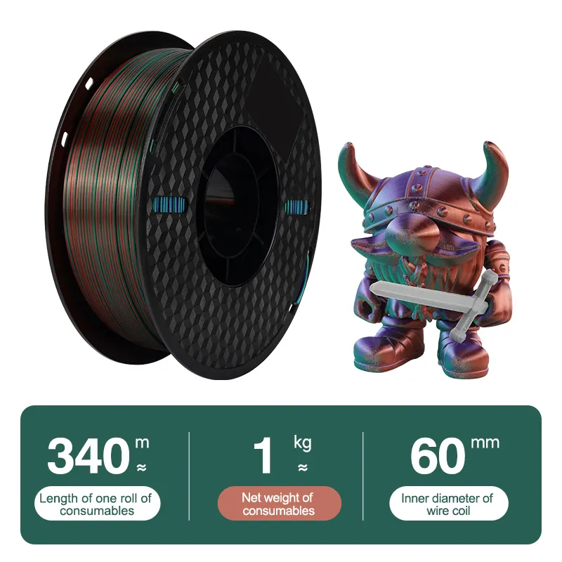 Filament d'imprimante 3D en soie tricolore KINGROON 1KG Filament Pla 1.75mm pour imprimante 3D FDM Impresora