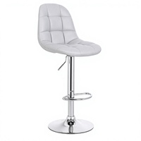 Tabouret de bar moderne JOHOOFURNITURE en cuir PU gris clair, matelassé carré, ergonomique, réglable, avec structure métallique pivotante pour bar à domicile