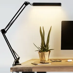 Lámpara de escritorio LED de Metal con abrazadera, lámpara de trabajo regulable, trabajo remoto para el hogar, oficina, trabajo, estudio, brazo oscilante, lámpara de escritorio, trabajo con Alexa