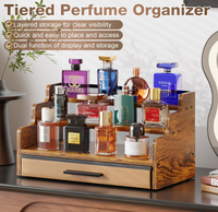Rak Parfum Kayu 3 Tingkat Terlaris, Rak Pajangan Parfum Kayu untuk Ruangan dengan Laci
