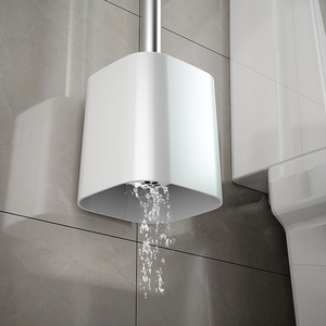 Kaiyoujie Wall Mounted Toilet Brush <b>Set</b> <b>Square</b> White Easy To Clean No Drill Installation - Product Image 3