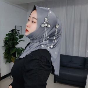 Hijab <span class=keywords><strong>Turban</strong></span> en Soie Lactée pour Femmes Musulmanes, avec Franges Lourdes et Bord Doux, Nouveau Style Tendance - Product Image 2