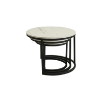 Ensemble de table basse gigogne moderne petite extrémité latérale ronde en bois MDF ensemble de nid 3 pièces table basse pour meubles de salon