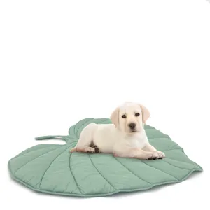 2023 New Cat Dog Pad Sleeping Soft Feeding Food Rest Bed materasso a forma di foglia Pet Play Mat