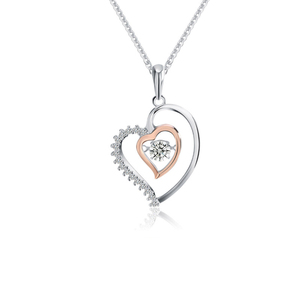 Collana con Cuore in Argento Sterling 925 per San Valentino, Gioiello con Zirconia Cubica, Regalo d'Amore, Elegante Pendente - Product Image 1