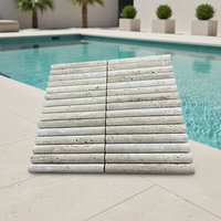 Dalles de marbre naturel avec trous, texture rugueuse, antidérapantes, pour revêtement de sol de piscine, dalle de marbre pour zone humide, carrelage de sol de salle de bain