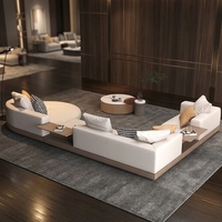 Ensemble de canapés minimalistes italiens Connery, revêtement en cuir véritable, chaise longue d'angle en forme de U pour salon