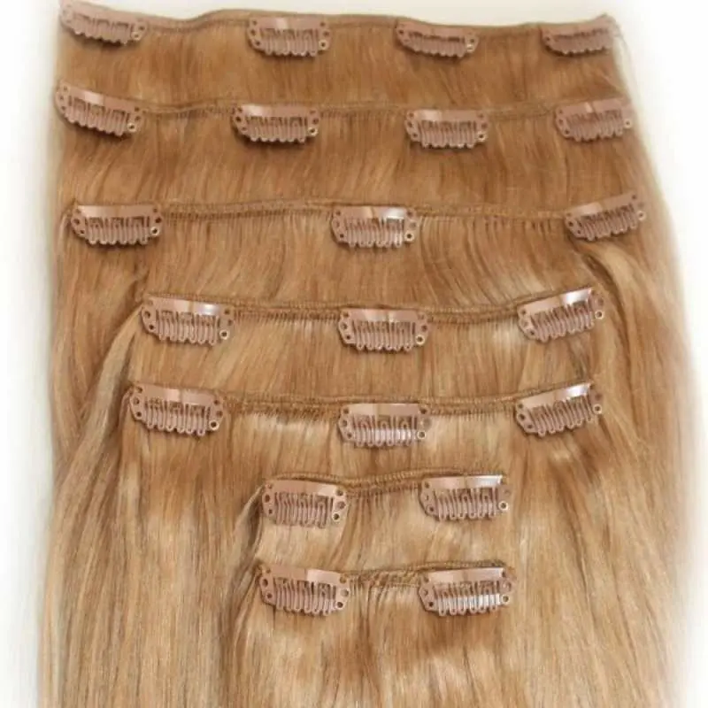 2020 Wholesale Indian remy 150g blonde color clip in hair