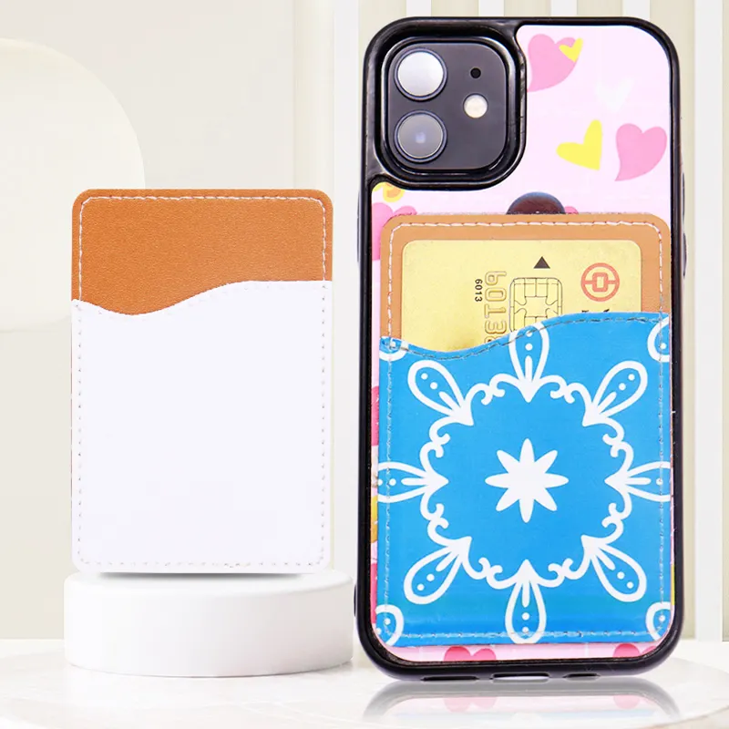 Multifuncional Use Sticker Cell Smart Sublimation Card Holder Phone Wallet Blanks Couro Sublimação Money Card Holder