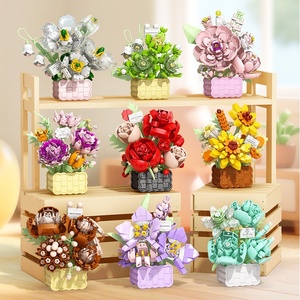 Bloques de Construcción de Plástico ABS, Cesta de Flores, Planta Suculenta en Maceta, Rosa, Flor Eterna, Juguete de Decoración, Ladrillos de Construcción - Product Image 1