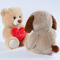 HY 25CM Peluche mignonne en forme de cœur d'ours et de chien, imprimé cœur rouge, animal en peluche pour les amoureux, cadeau de la Saint-Valentin, souvenir de mariage