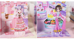 دمى كرتونية ثلاثية الأبعاد بطبقة مزدوجة-فستان للفتيات والأميرات-ملصقات للأطفال-الحرف اليدوية - Product Image 3