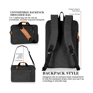 Sac à bandoulière pour <span class=keywords><strong>ordinateur</strong></span> résistant à l'eau 3 en 1 Porte-documents convertibles pour <span class=keywords><strong>ordinateur</strong></span> portable Housse rembourrée pour <span class=keywords><strong>ordinateur</strong></span> portable - Product Image 2