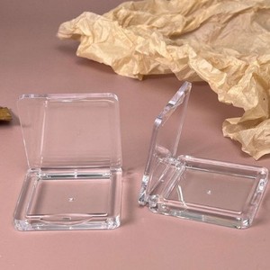 Fully Transparent Square Single Compartment Empty Cosmetic <b>Box</b> For Pressed Powder <b>Makeup</b> Organizer Portable DIY Sample Case - Product Image 1