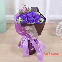 Magnifique bouquet de roses artificielles, boîte cadeau, fleurs de savon pour mariage