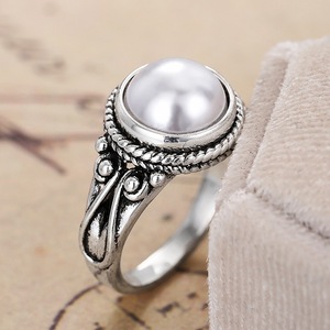 T0851 <b>Pearl</b> <b>Ring</b> 925 Silver Round White AAA Cocktail Wedding Bezel Setting Women's - Product Image 6