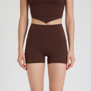Wholesale Women <b>Nude</b> Soft Yoga Shorts High Waist Tummy Control Peach Butt Lifting Anti-Chafing Workout Gym Biker Shorts OEM ODM - Product Image 2