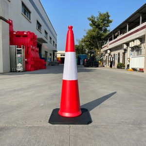 Cône de signalisation routière Shunlu A042 en PVC, rouge et noir, réfléchissant prismatique haute intensité, 6 kg, 1000 mm, sans alimentation électrique, pour la sécurité routière - Product Image 2