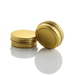 工厂化妆品黄金铝罐圆形锡可空黄金蜡烛锡批发带螺丝盖 (NAL03-10)