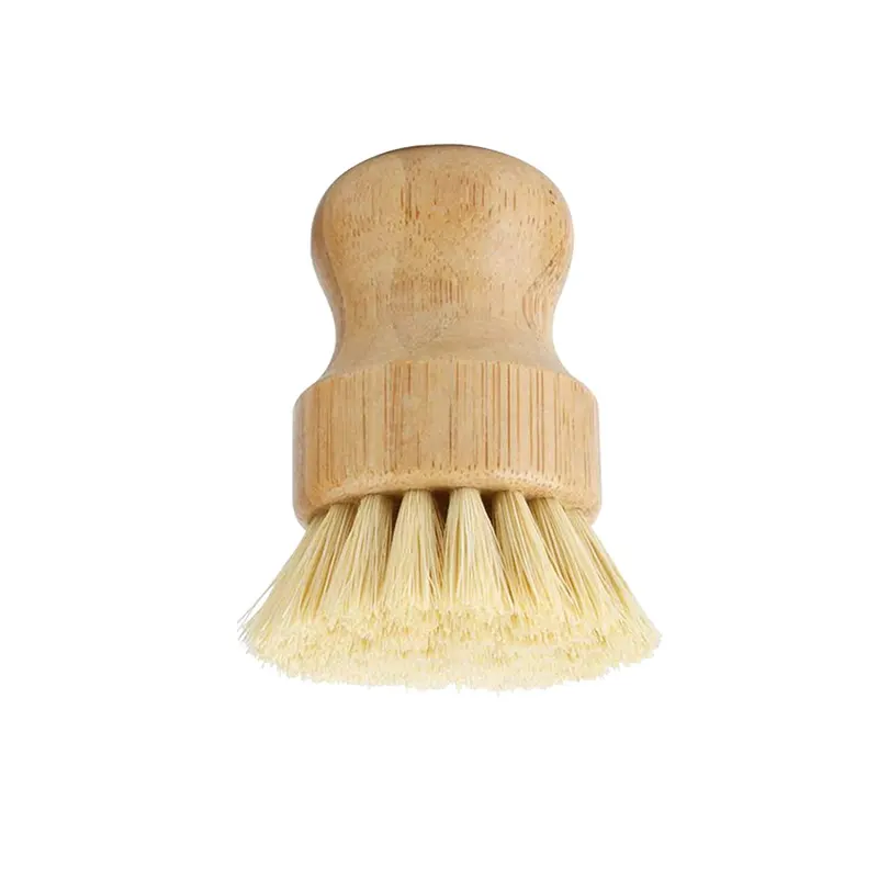 Brosses à récurer en bambou pour le nettoyage du bois de cuisine Tampons à récurer pour le lavage des casseroles en fonte Poils en sisal naturel