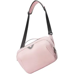 Bolsa de ombro com alça acolchoada para câmera, bolsa de ombro transversal resistente à água, antirroubo para câmera feminina, rosa