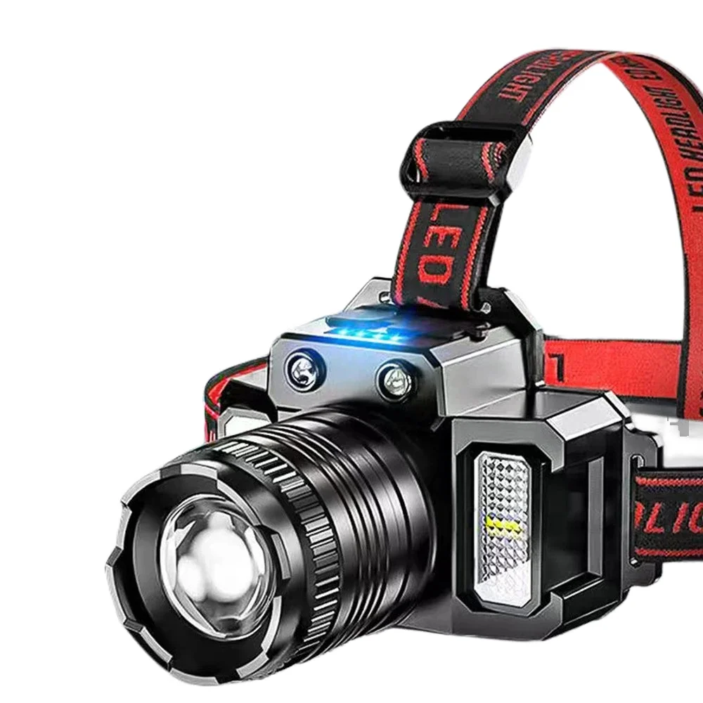 High-Lumens Zoom LED Rechargeable USB-C Work Headlight Flashlight Adjustable Brightness IP65 Waterproof Tactical Motion Sensor