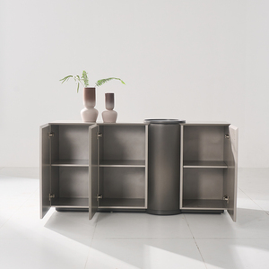 Aparador de madera moderno con patas de acero inoxidable Aparador con 3 puertas Muebles de almacenamiento y exhibición para sala de estar dormitorio - Product Image 3