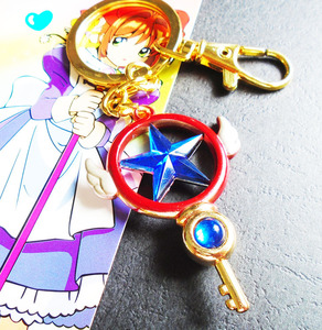 Collier et porte-clés 4 couleurs 4,5 cm avec baguette étoile <span class=keywords><strong>Sakura</strong></span> Kinomoto dorée, emballage sous blister, idéal comme cadeau - Product Image 6