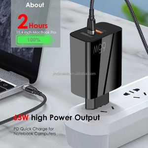 Chargeur GAN 65W, chargeur USB pour voiture, USB C haute puissance avec kit de câble 100W pour adaptateur d'alimentation pour ordinateur portable Apple Macbook - Product Image 3