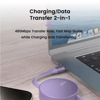 Kabel USB Type C Pengisian Cepat 240W 5A Portabel dan Dapat Ditarik, Bahan TPE untuk iPhone Android untuk OPPO