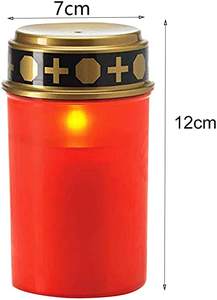 เทียน LED รูปหลุมศพ LED ทำจากพลาสติกขนาด7.5*12.5ซม. ใช้แบตเตอรี่จับเวลา6ชั่วโมง - Product Image 4