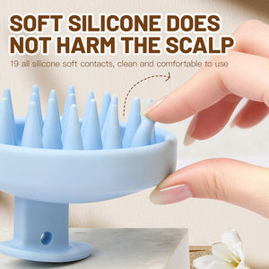 Brosse à shampooing ronde à double usage en silicone souple personnalisée, non jetable, pour le soin des cheveux de bébé avec massage des méridiens - Product Image 5