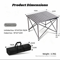 Table de camping pliable en alliage d'aluminium améliorée avec pieds réglables en hauteur, robuste et portable pour l'extérieur, la plage, le pique-nique, la terrasse