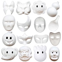 Masques en papier vierge demi-visage et visage entier pour Halloween, pour enfants, à peindre soi-même, en forme de louche de cheval, style dessin animé, fabriqués en Chine