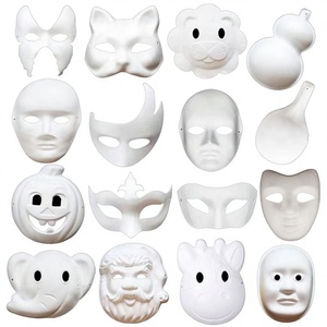 Máscaras de cartón en blanco de media cara y cara completa para Halloween, para niños, DIY, pintadas a mano, con forma de cucharón de caballo, estilo de dibujos animados, hechas en China - Product Image 1