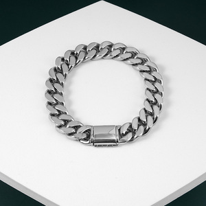 Urban Stainless Steel Jewelry Mens <b>Titanium</b> Plating Cuban Link Bracelet Hip Hop Mens Chunky Miami Cuban Bracelets - Product Image 6