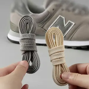 REWIN Hot Seller Black Gray Cream Flat Sneaker Shoe Laces 8MM Wide 100cm 120cm 140cm 160cm 180cm Long Polyester Shoelaces for NB